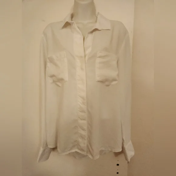 Cloth & Stone Seamed White Button Down Shirt 100% Tencel Lyocell | Sz M | NWOT - Picture 5 of 11
